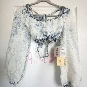 Vintage Havana Blue and White Crop Top perfect for country concerts